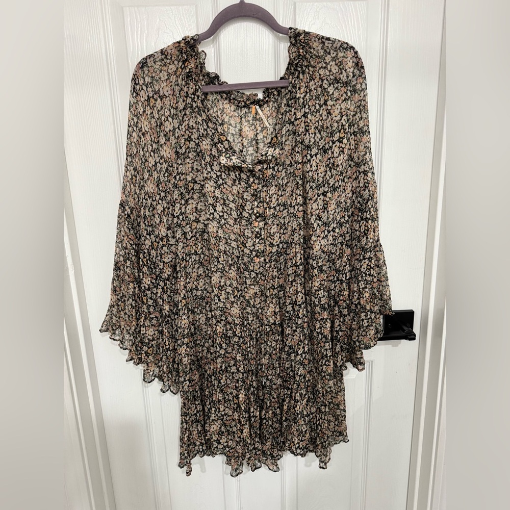 Free People Floral Sheer Peasant Dress